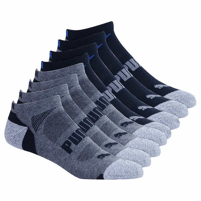 PUMA Mens No Show Socks, Black (8-Pair) - ADDROS.COM